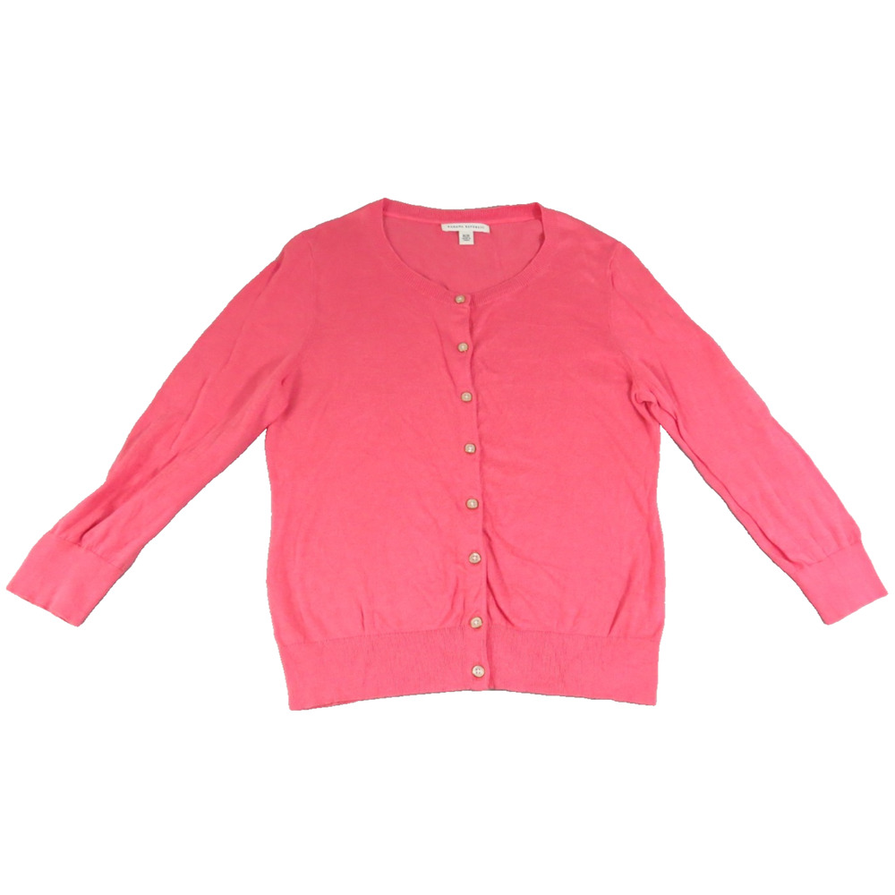 Banana‎ Republic Cardigan Spring Sweater Womens M Pink Cotton Silk Button Front